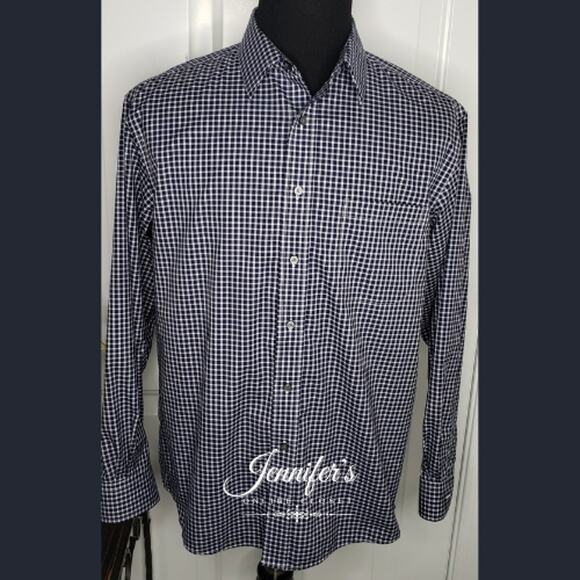 3/$25 Jos. A. Bank Men's Blue White Check Casual Shirt Size Large - Picture 3 of 10